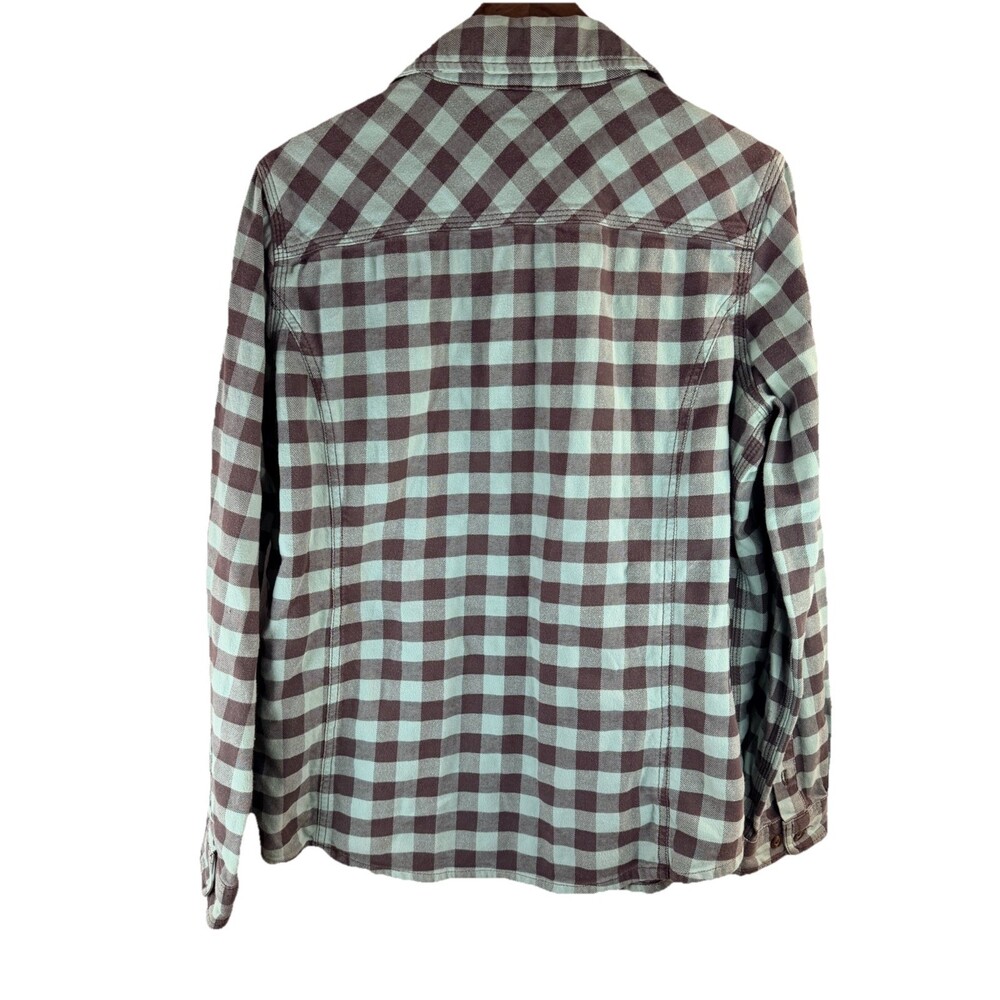 Carhartt Green and Grey Flannel Button Down Women's  8/10 Long Sleeve - Picture 2 of 7